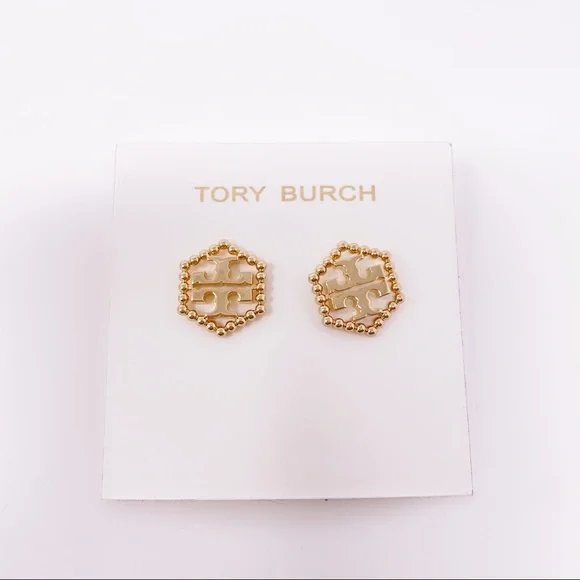 Milgrain Hex Stud Earrings - Picture 7 of 9